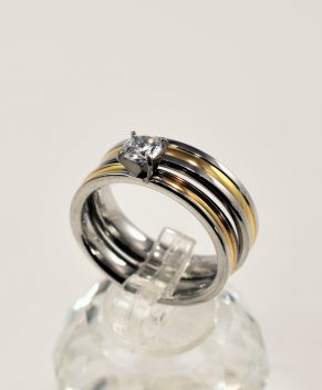 STAINLESS STEEL RING BICOLOR TONE (2 RINGS)